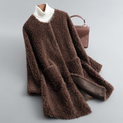 Elle Fenbrook | Mid-Length Teddy Coat For Women