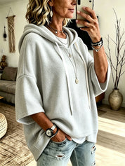 Bridget Calloway | Oversized Fleece Hoodie With 3/4 Sleeves For Women