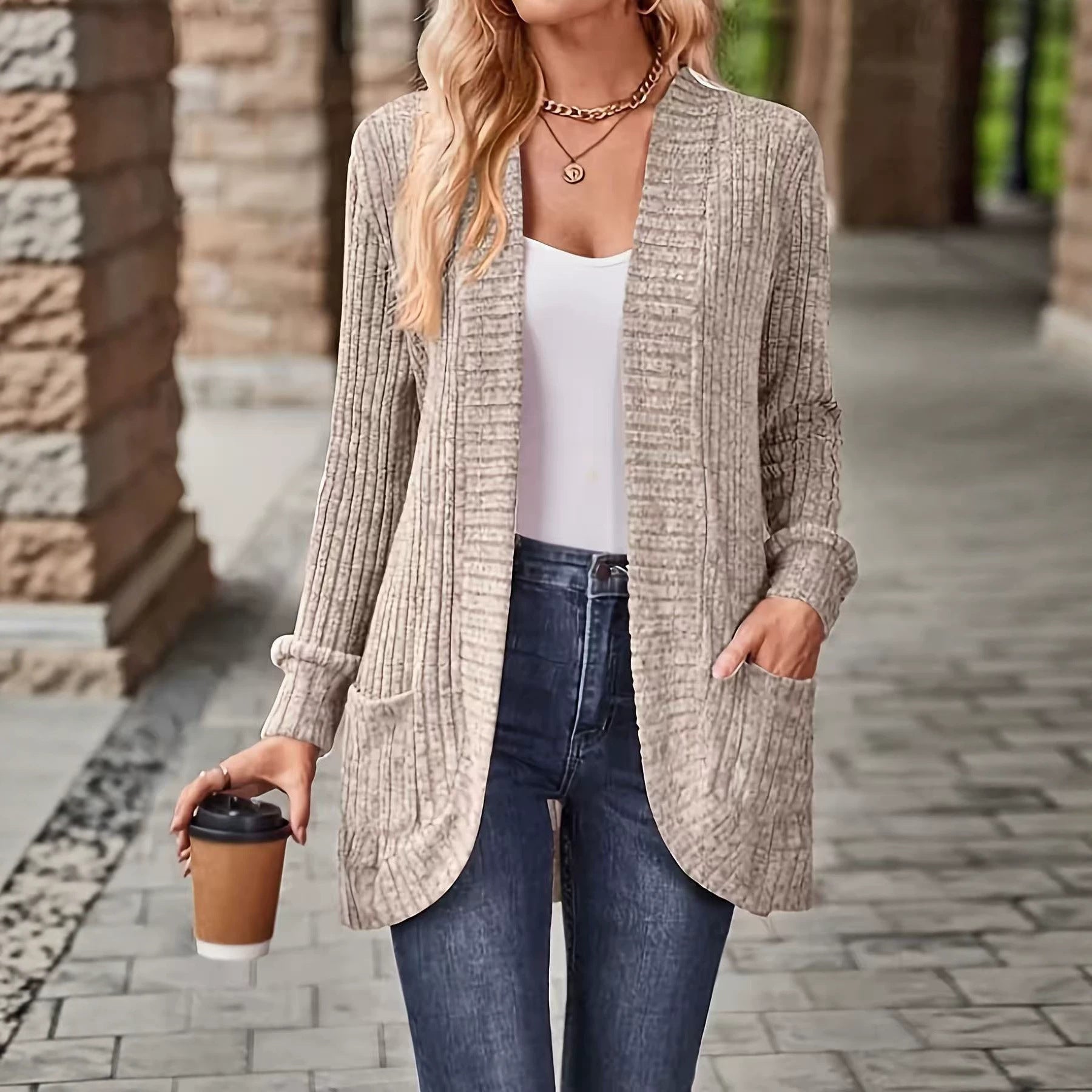 Adrienne Castellini | Ribbed Knit Cardigan For Women