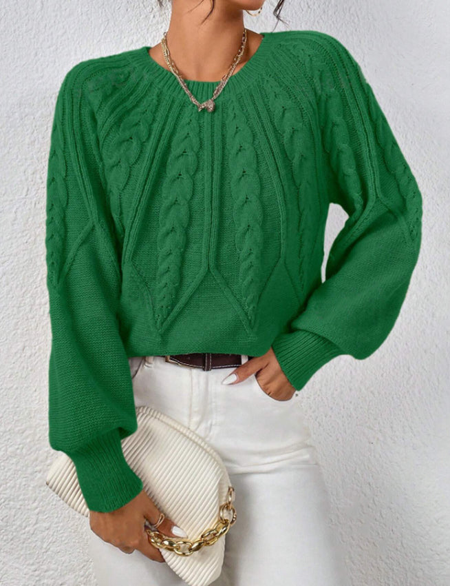 Rosalie Thornbury | Cable-Knit Crew Neck Sweater For Women