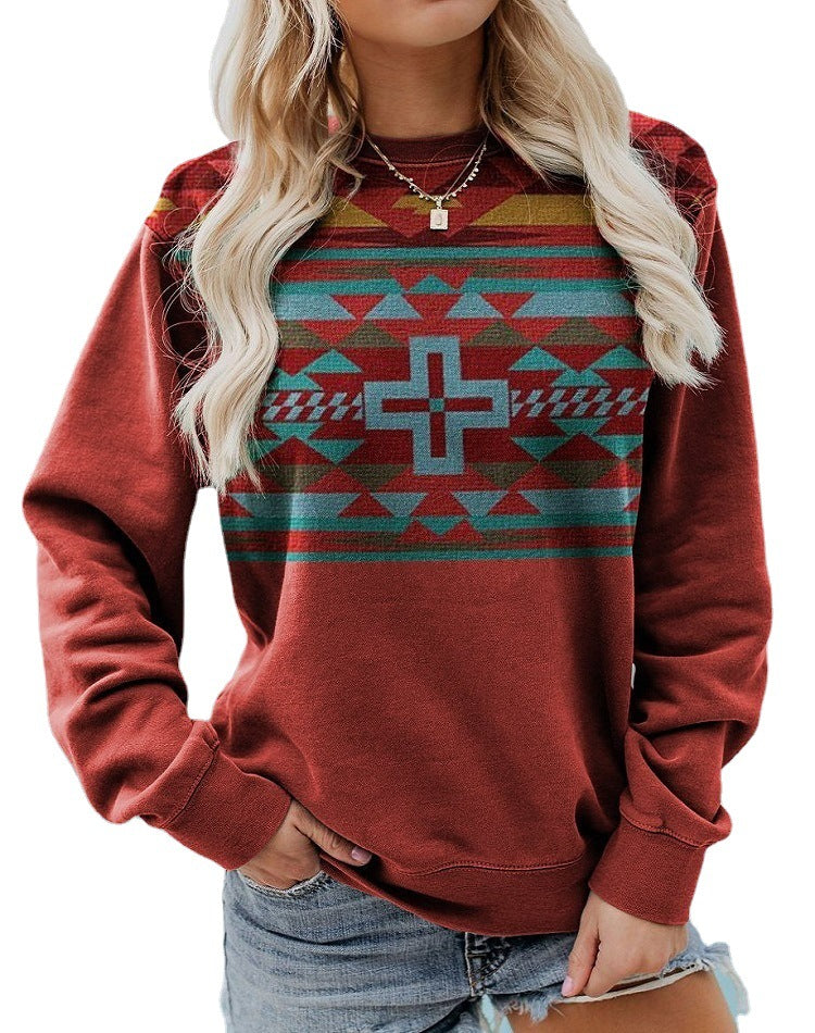Amélie Rousset | Aztec Print Crew Neck Sweatshirt For Women