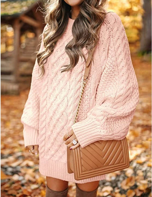 Eleanora Vance | Cable Knit Mini Sweater Dress For Women