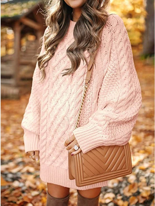 Eleanora Vance | Cable Knit Mini Sweater Dress For Women