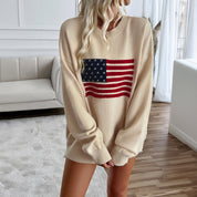 Sloane Hartfield | American Flag Oversized Sweater For Women