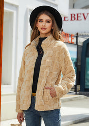 Isabeau Renard | Checkerboard Plush Teddy Jacket For Women