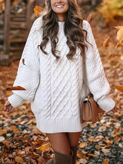 Eleanora Vance | Cable Knit Mini Sweater Dress For Women