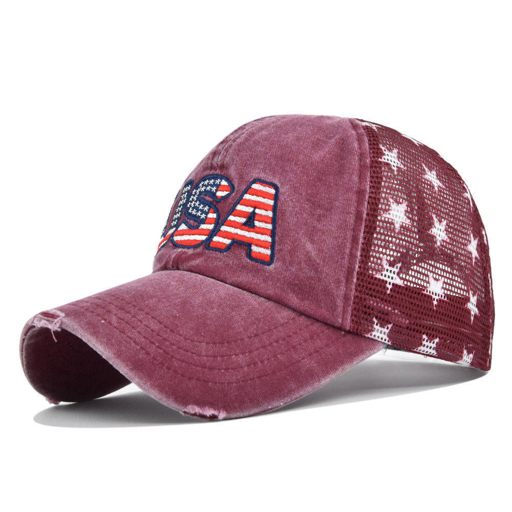 Beatrice Fontaine | Distressed American Flag Veterans Day Baseball Cap Unisex