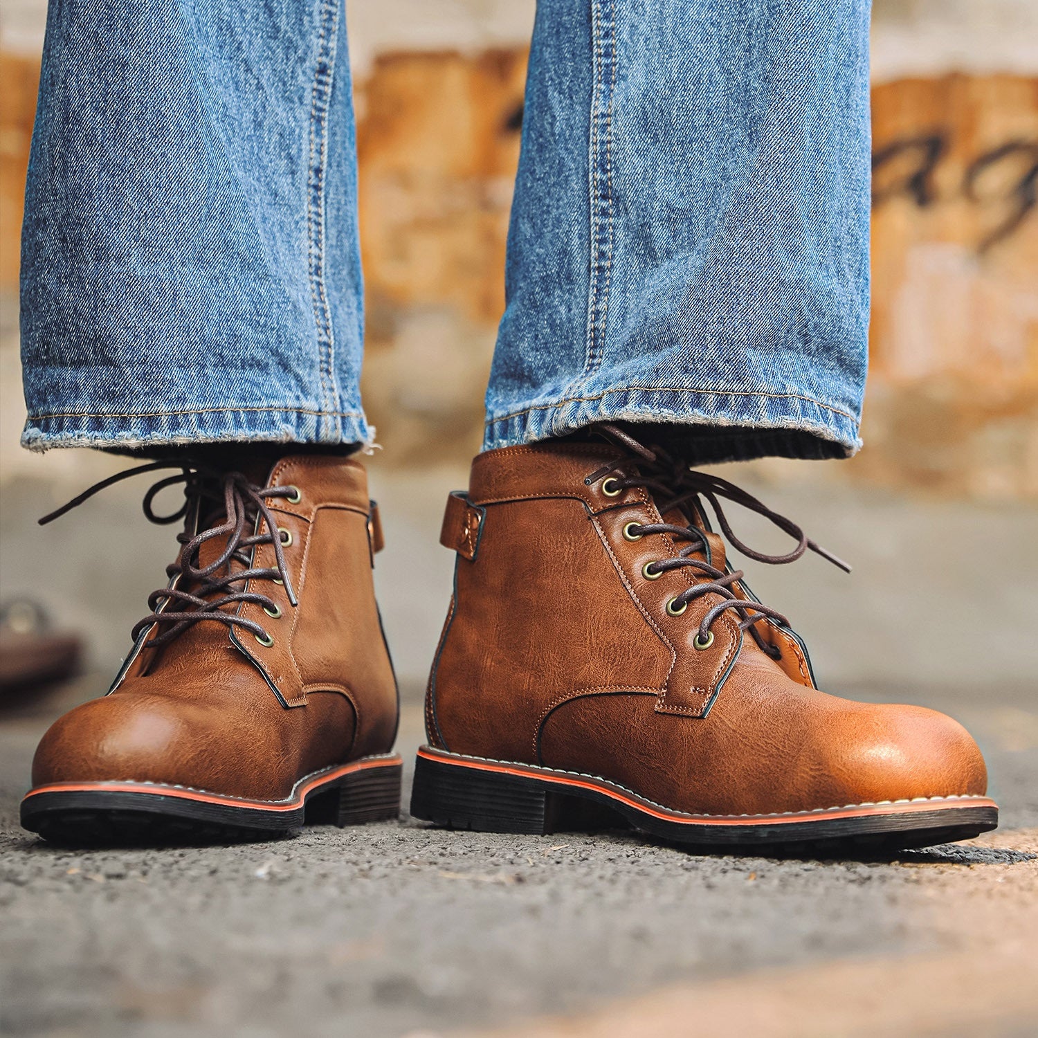 Heath Fenfield | Burnished Leather-Look Lace-Up Ankle Boots For Men