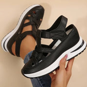 Lysette Cavonbridge | White Platform Sandals with Velcro Strap