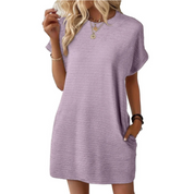 Seraphine Vauclere | Hot Pink Ribbed Crew Neck Mini T-Shirt Dress