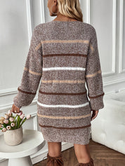 Odette Villanova | Heathered Sweater Dress With Striped Trim For Women