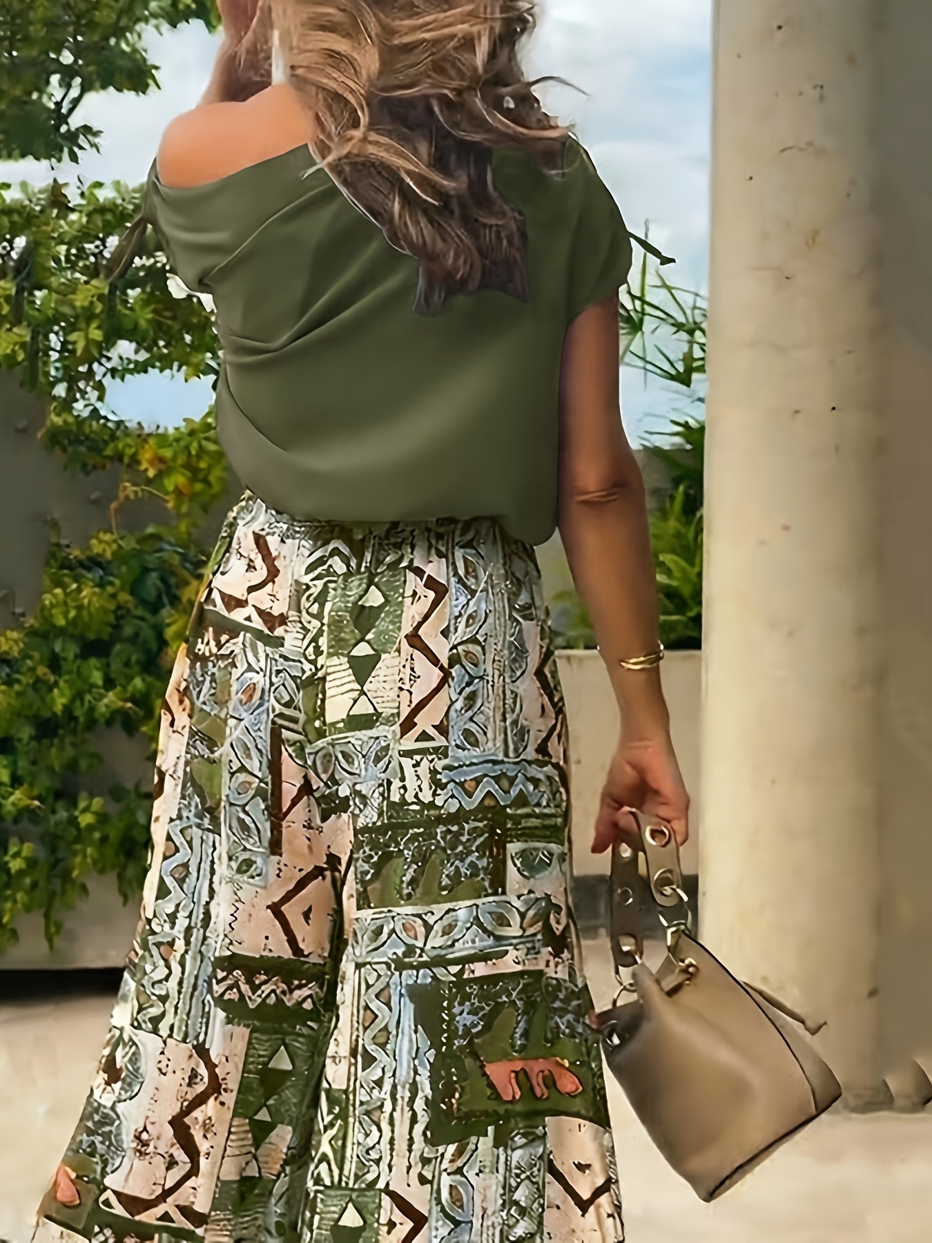 Fabienne Roussel | Off-Shoulder Printed Wide-Leg Pant Set For Women