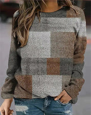 Simone Beaumont | Colorblock Plaid Crew Neck Sweater For Women