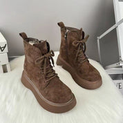 Margaux Delacroix | Suede Platform Ankle Boots For Women