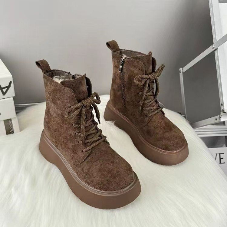 Margaux Delacroix | Suede Platform Ankle Boots For Women
