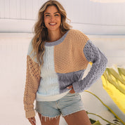 Adeline Rousseau | Colorblock Cable Knit Sweater For Women