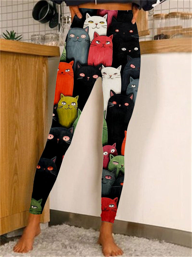 Selene Vasari | Cat Print Leggings For Women