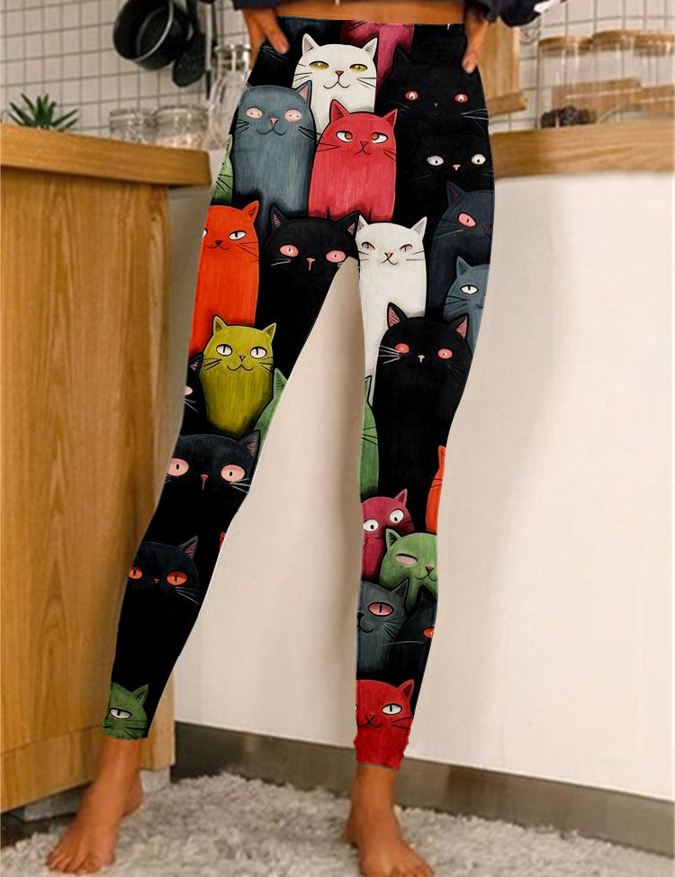 Selene Vasari | Cat Print Leggings For Women