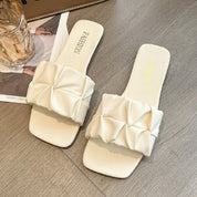 Rosalind Ferrara | Square Toe Flat Slide Sandals For Women