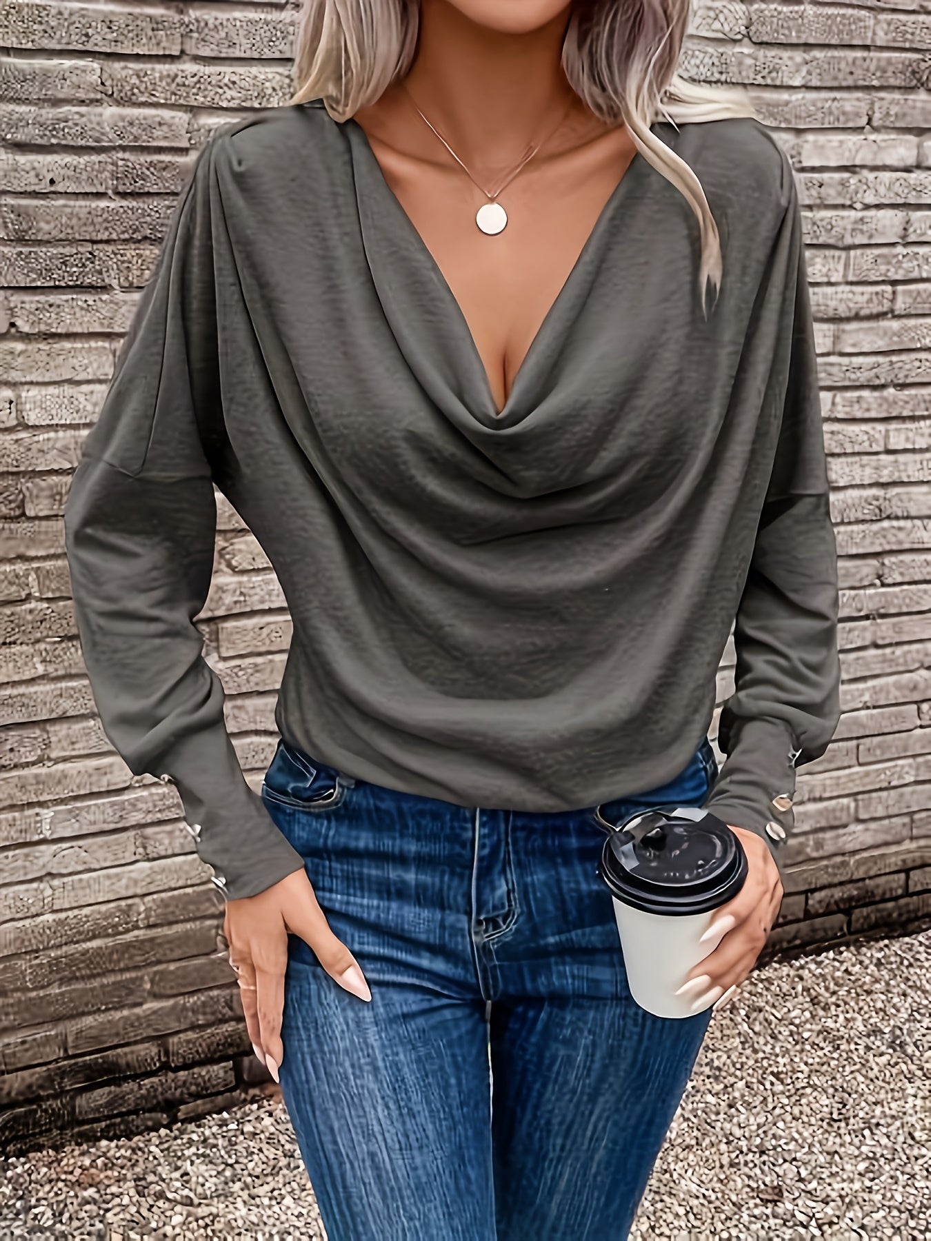Roxane Chevalier | Cowl Neck Long Sleeve Top For Women
