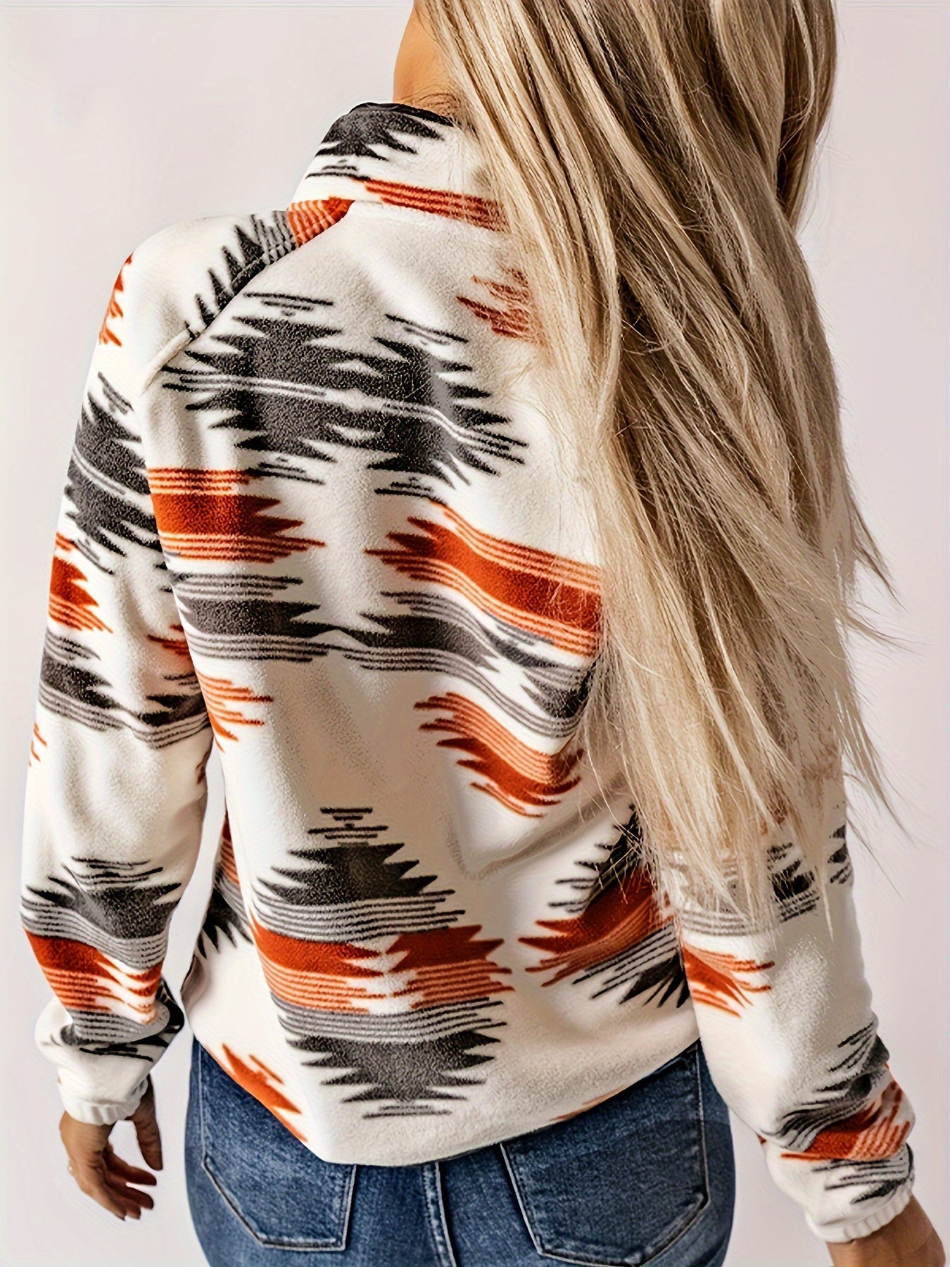 Rosalie Kingston | Aztec Print Fleece Jacket With Snap-Front Closure