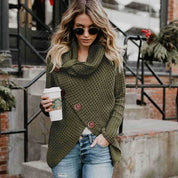 Solene Bardot | Cowl Neck Waffle Knit Sweater For Women