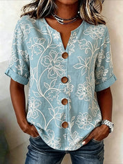 Antonella Marchese | Embroidered Floral Button-Up Blouse For Women