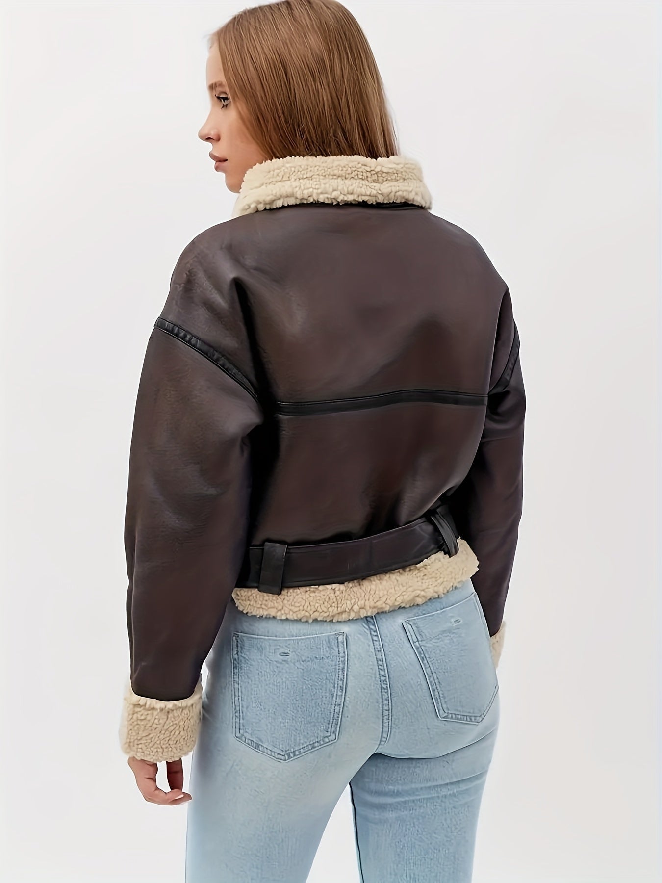 Margaux Ferrand | Cropped Shearling-Lined Leather Jacket For Women
