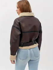 Margaux Ferrand | Cropped Shearling-Lined Leather Jacket For Women