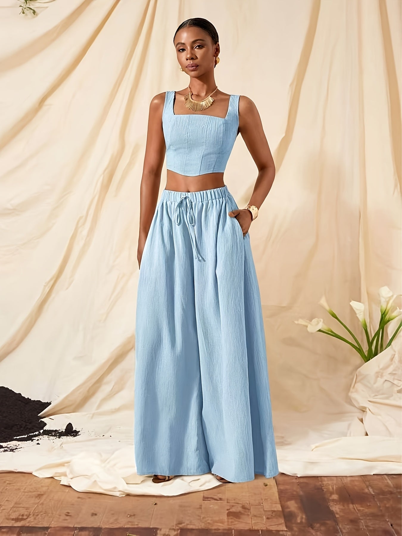 Solène Duchamp | Wide-Leg Two-Piece Set With Drawstring Waist For Women