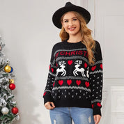 Tinsel | Reindeer Heart Print Christmas Sweater For Women