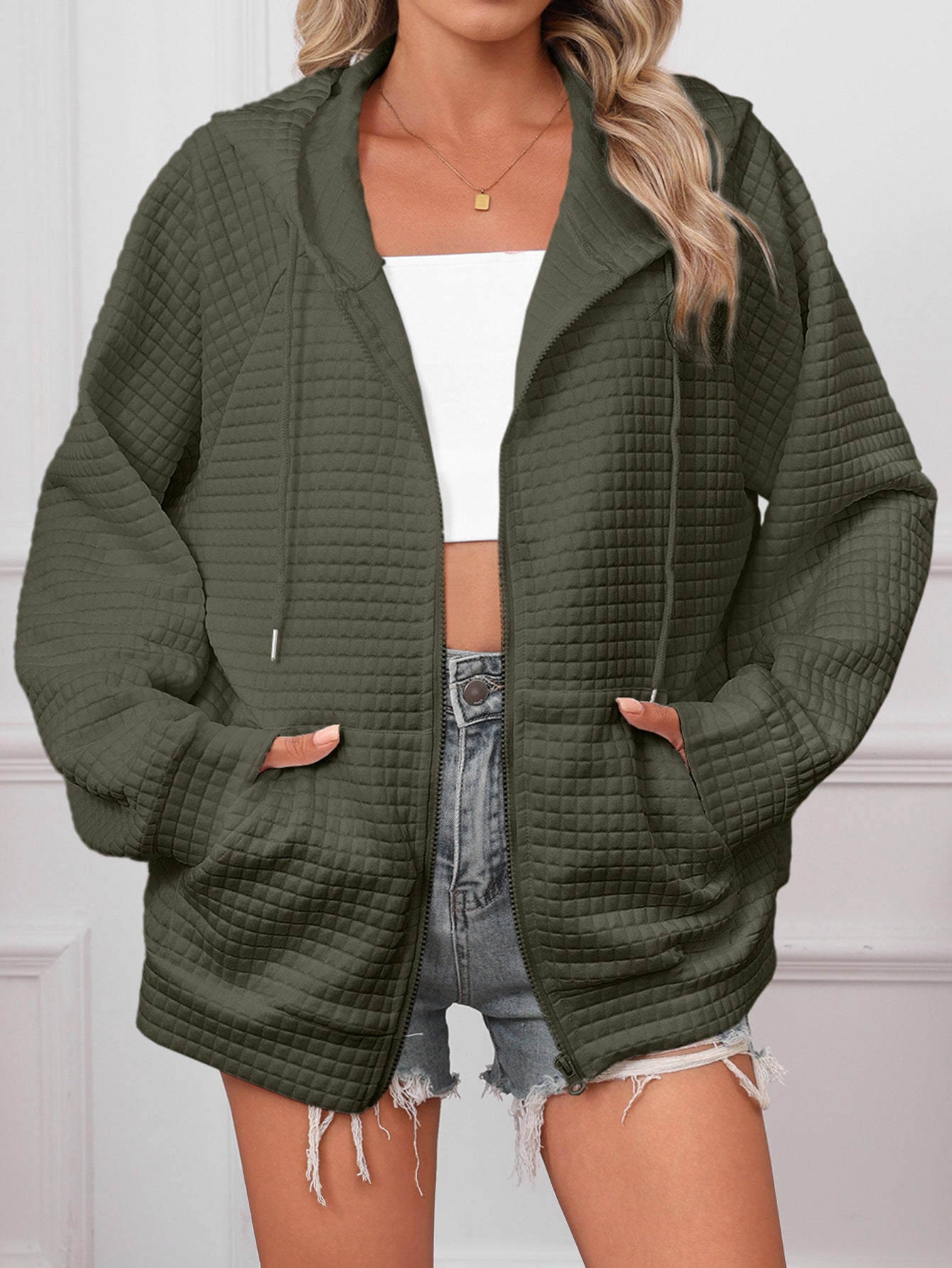 Cecilia Montrose | Textured Zip-Up Hooded Jacket For Women