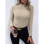 Vanessa Colombier | Ribbed Mock Neck Long Sleeve Top For Women
