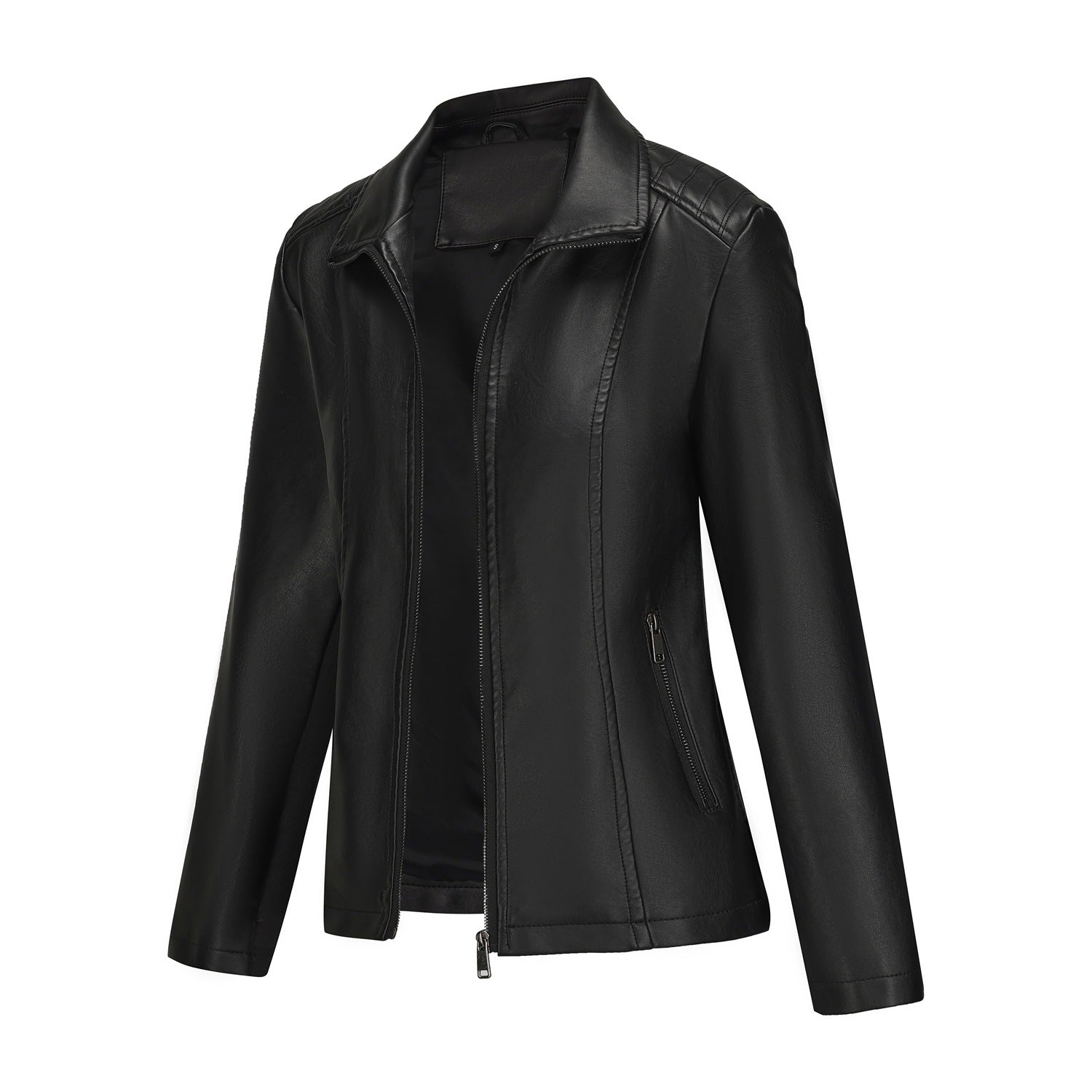 Celestine Duvall | Zip-Front Leather Jacket For Women