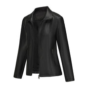 Celestine Duvall | Zip-Front Leather Jacket For Women