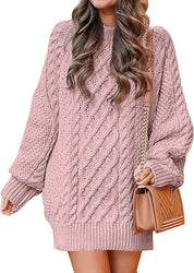 Eleanora Vance | Cable Knit Mini Sweater Dress For Women