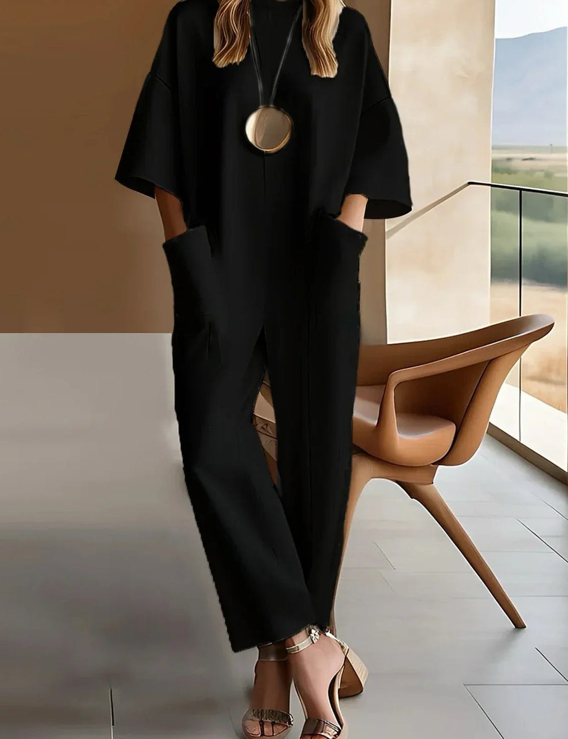 Emmeline Greystone | White Wide-Leg Jumpsuit with Deep Pockets