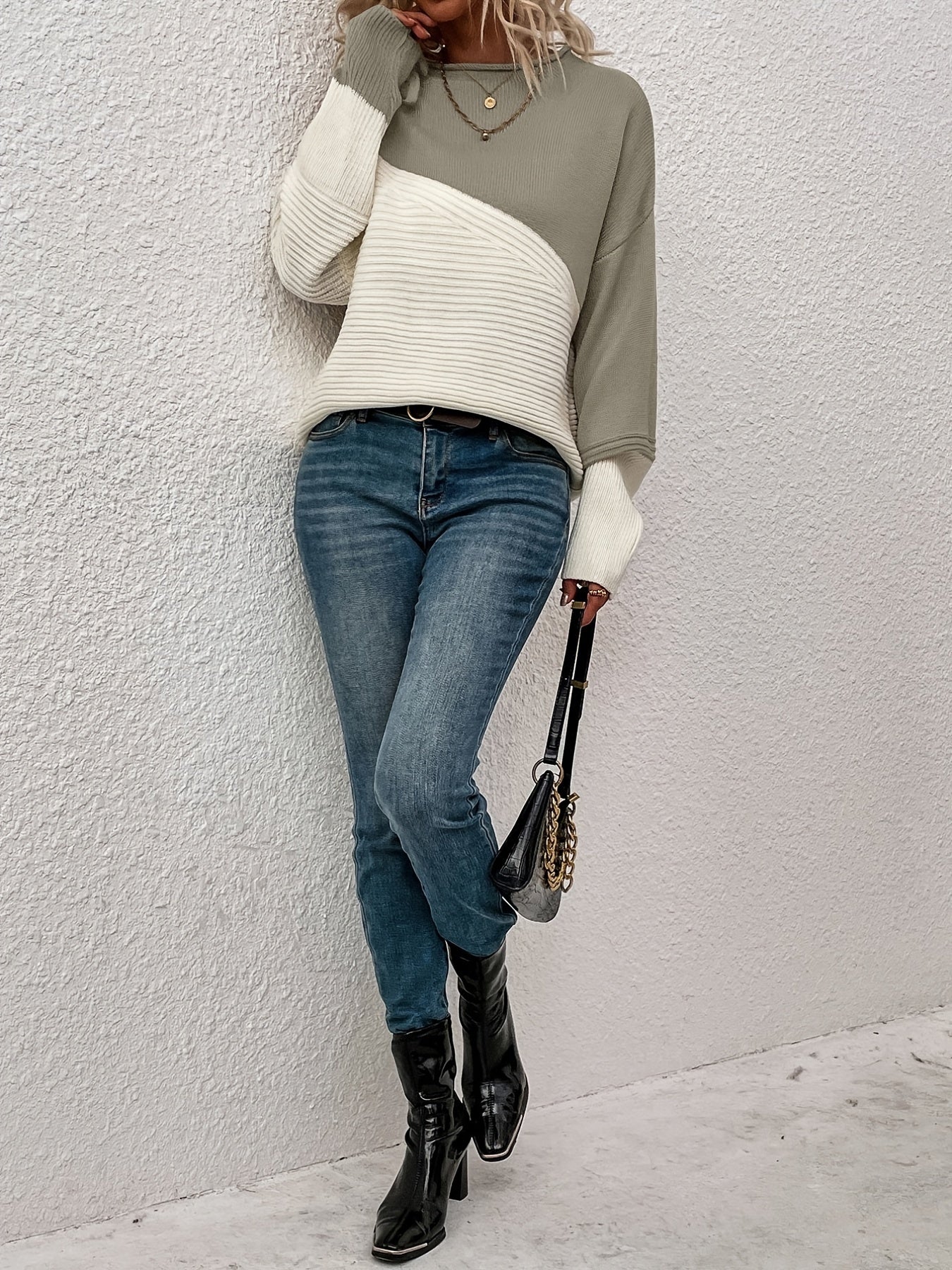 Helene Walbridge | Color Block Relaxed Sweater For Women