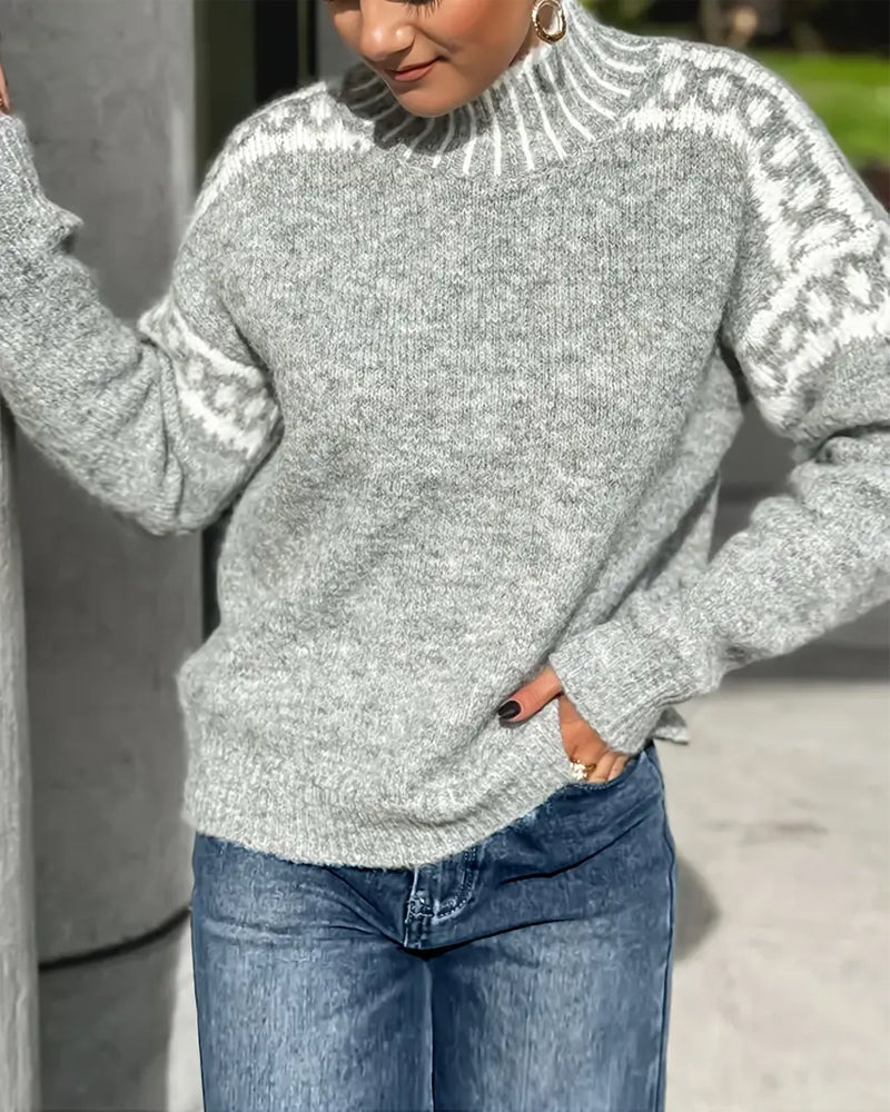Lucienne Dubreuil | Cozy Patterned Turtleneck Sweater For Women