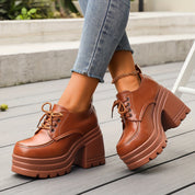 Rosalind Dunmore | Chunky Platform Lace-Up Oxford Heels For Women