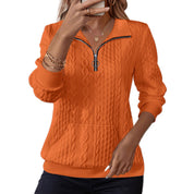 Roxane Fontenelle | Quilted Half-Zip Pullover Sweater For Women