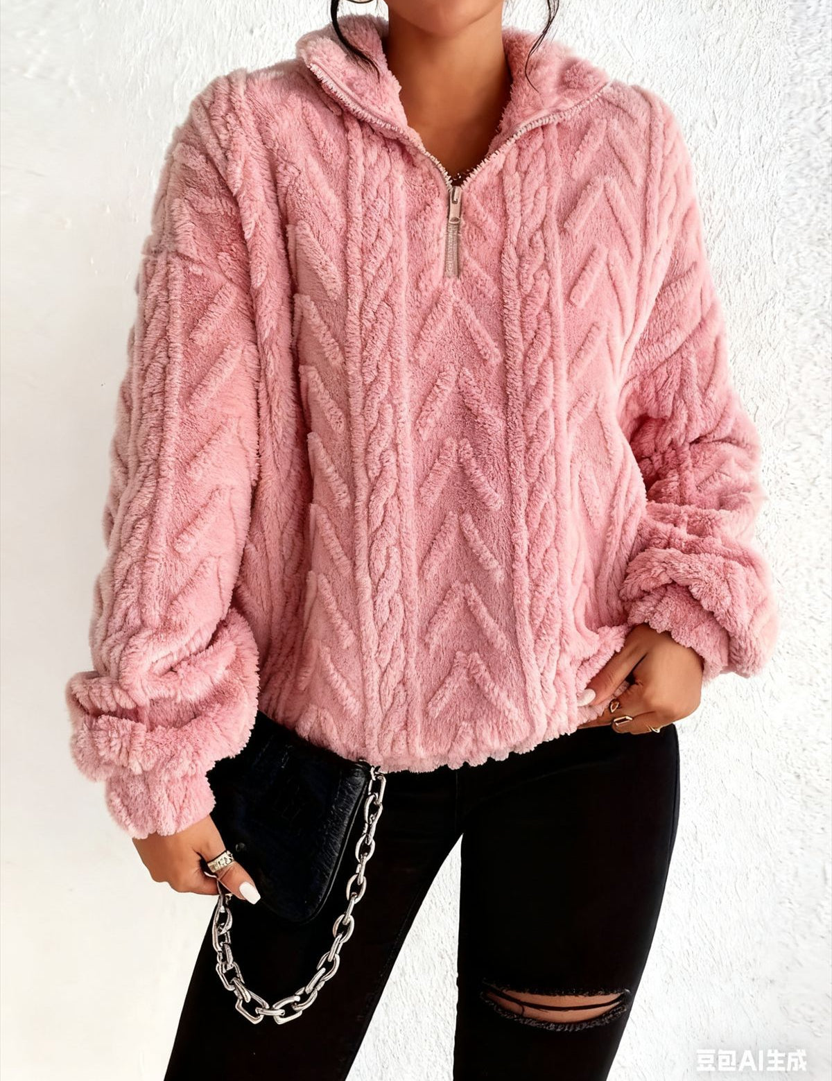 Adele Sorensen | Cable Knit Quarter-Zip Pullover For Women
