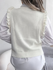 Yvette Bellamont | Ruffled Diamond Knit Sweater Vest For Women