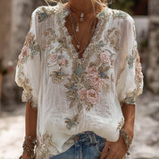 Francesca Marchetti | Floral Embroidered Boho Blouse For Women