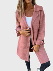 Sophia Harrington | Pink Button-Front Blazer Coat