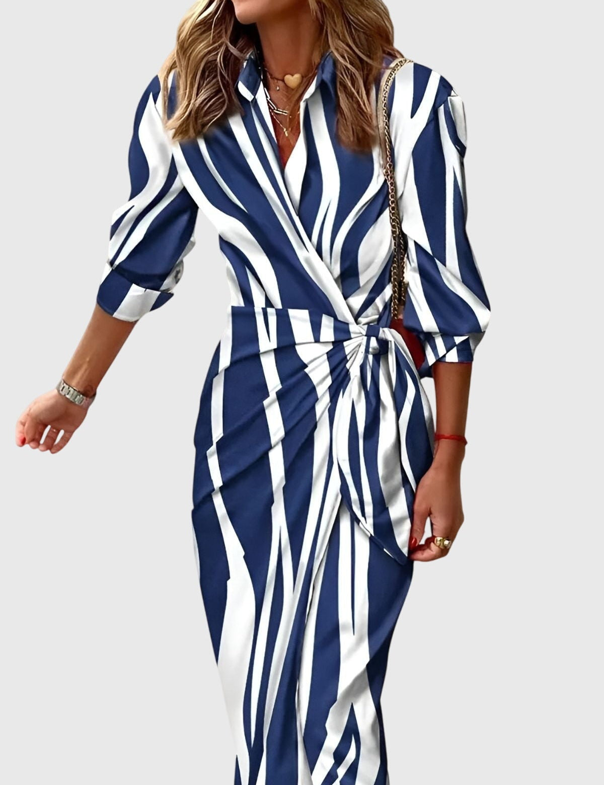 Delphine Vauclaire | Orange & Pink Geometric Print Wrap Midi Dress