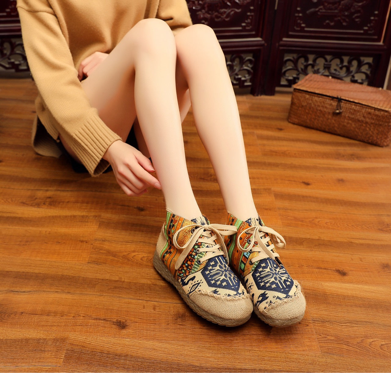 Solange Beaufort | Embroidered Canvas Sneakers For Women