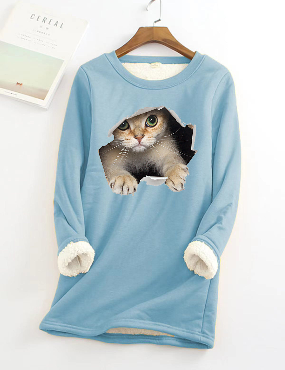 Lucille Armand | Cat Print Fleece-Lined Sweatshirt For Women