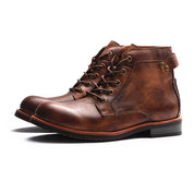 Heath Fenfield | Burnished Leather-Look Lace-Up Ankle Boots For Men