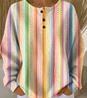 Nadia Whitbourne | Christmas Print Long Sleeve Button Top For Women